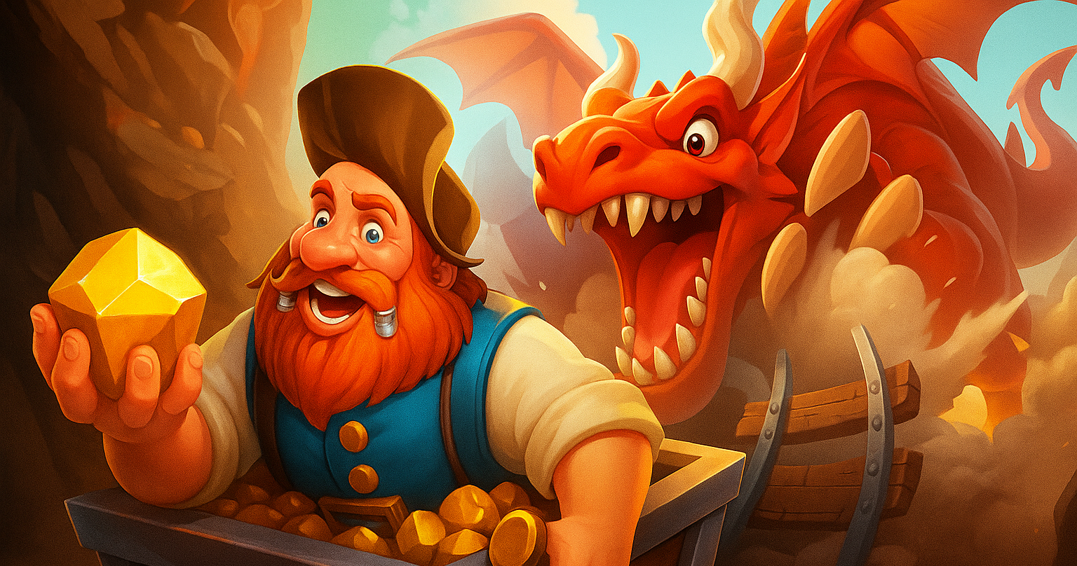 Miner and red dragon